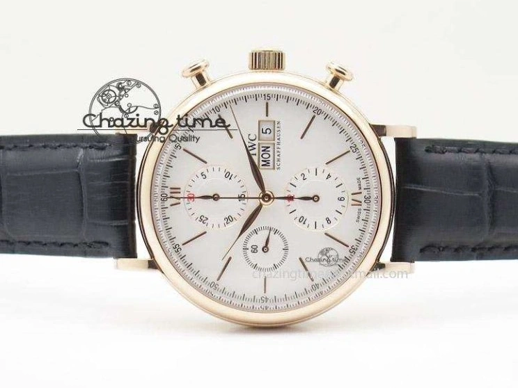 MIROTIME 0131 Portofino Chrono RG White Dial on Black Leather Strap A Vibrant 7385